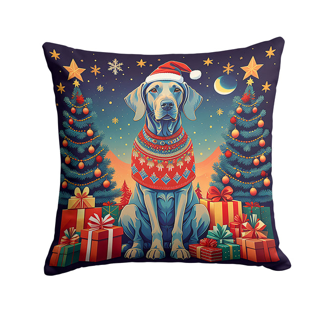 Weimaraner Christmas Throw Pillow-0