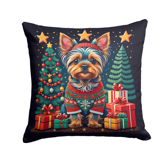 Yorkie Yorkshire Terrier Christmas Throw Pillow-0