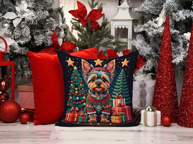 Yorkie Yorkshire Terrier Christmas Throw Pillow-1