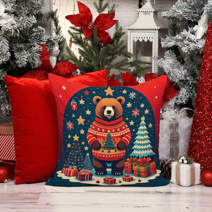 Bear Christmas Throw Pillow-1