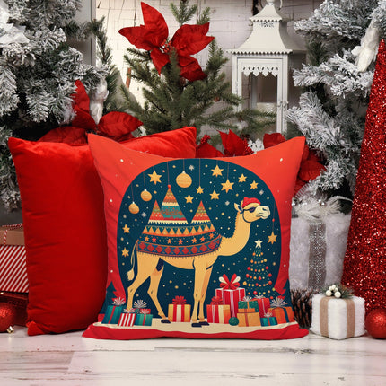 Camel Christmas Throw Pillow-1