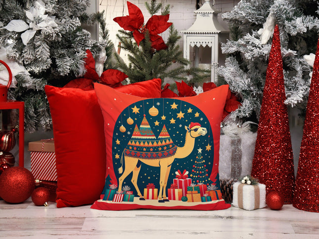 Camel Christmas Throw Pillow-1