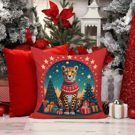 Cheetah Christmas Throw Pillow-1