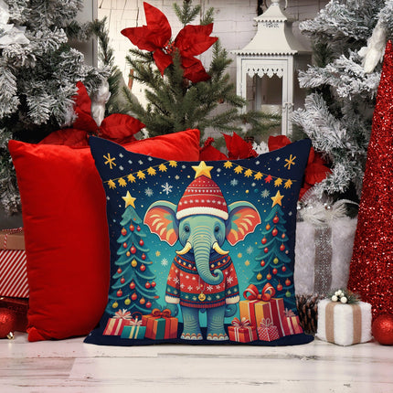 Elephant Christmas Throw Pillow-1