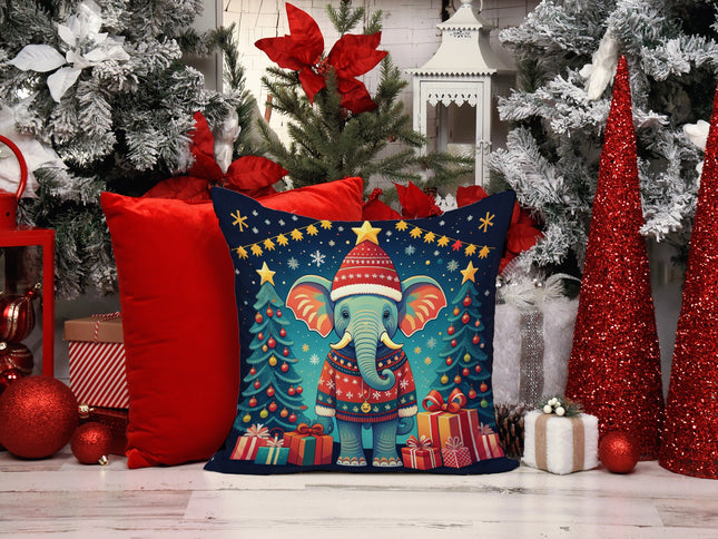 Elephant Christmas Throw Pillow-1