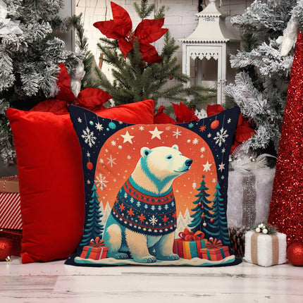 Polar Bear Christmas Throw Pillow-1