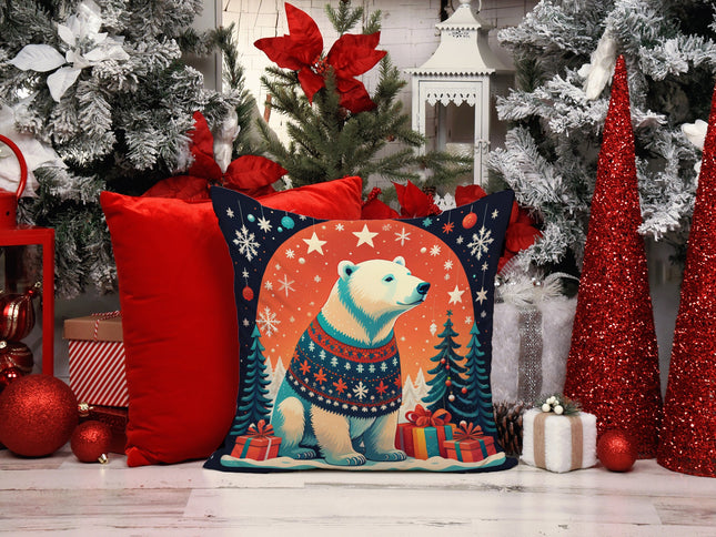 Polar Bear Christmas Throw Pillow-1