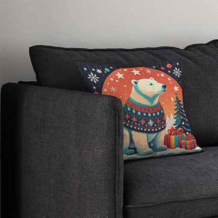 Polar Bear Christmas Throw Pillow-2