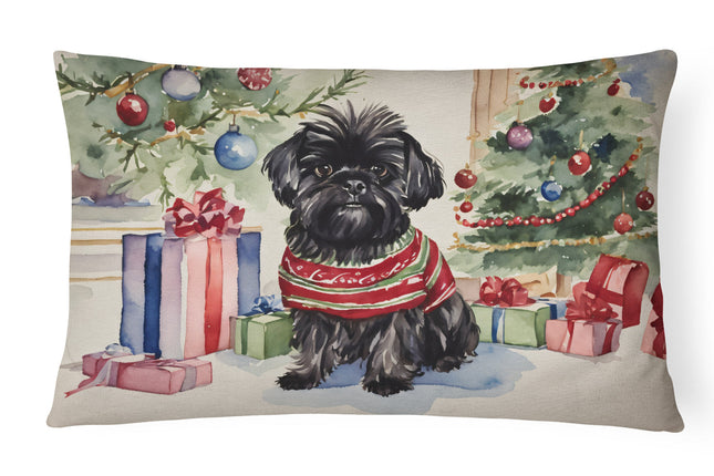 Affenpinscher Christmas Throw Pillow-0