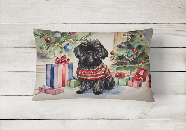 Affenpinscher Christmas Throw Pillow-1