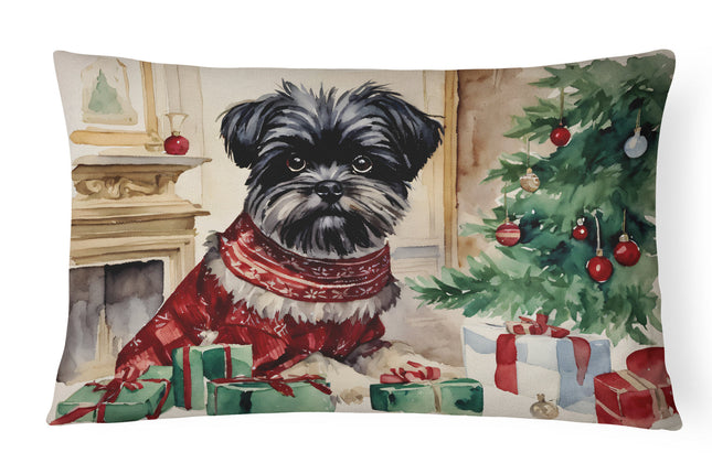 Affenpinscher Christmas Throw Pillow-0