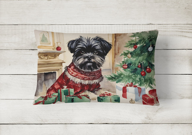 Affenpinscher Christmas Throw Pillow-1