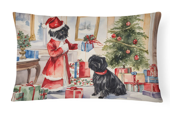 Affenpinscher Christmas Throw Pillow-0