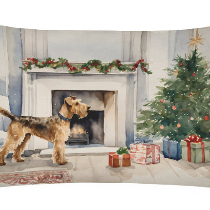 Airedale Terrier Christmas Throw Pillow-0