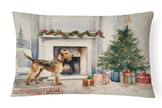 Airedale Terrier Christmas Throw Pillow-0