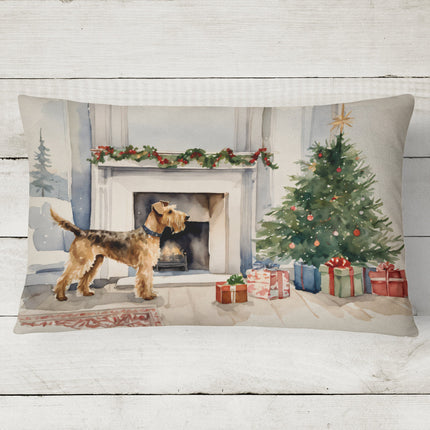 Airedale Terrier Christmas Throw Pillow-1