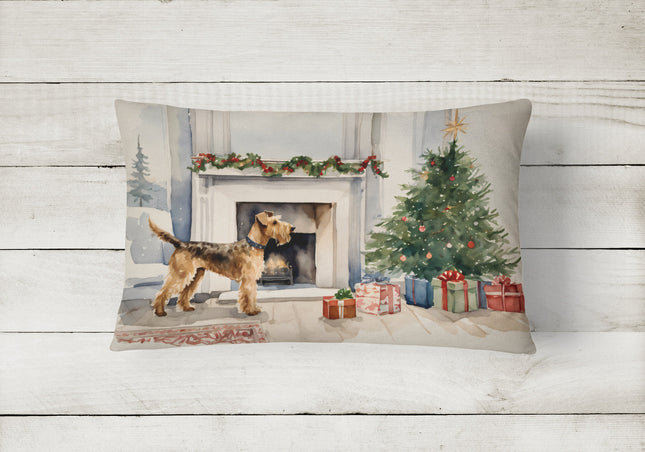 Airedale Terrier Christmas Throw Pillow-1