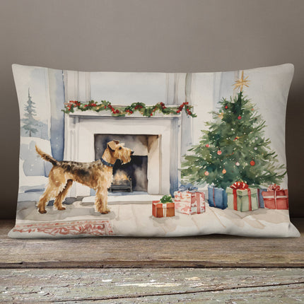 Airedale Terrier Christmas Throw Pillow-3