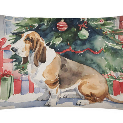 Basset Hound Christmas Throw Pillow-0