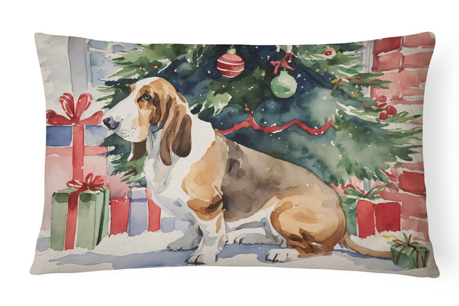 Basset Hound Christmas Throw Pillow-0
