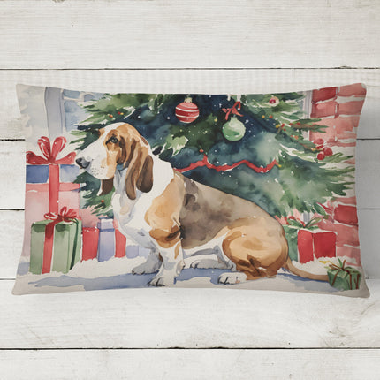 Basset Hound Christmas Throw Pillow-1