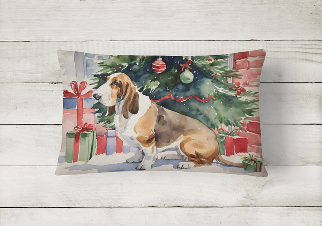Basset Hound Christmas Throw Pillow-1