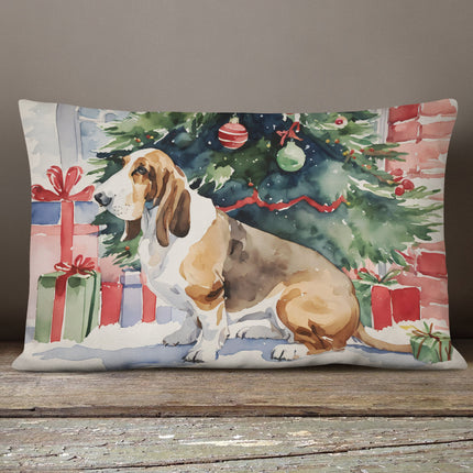 Basset Hound Christmas Throw Pillow-3