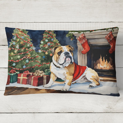 English Bulldog Christmas Throw Pillow-1