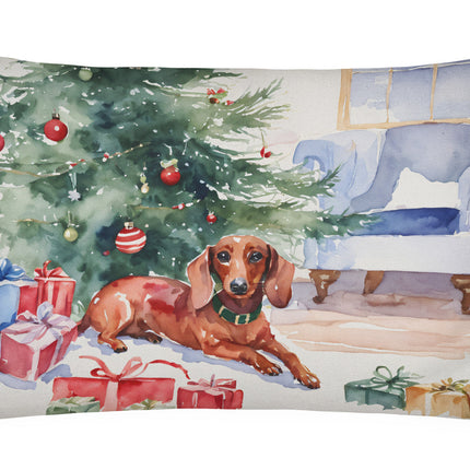 Dachshund Christmas Throw Pillow-0