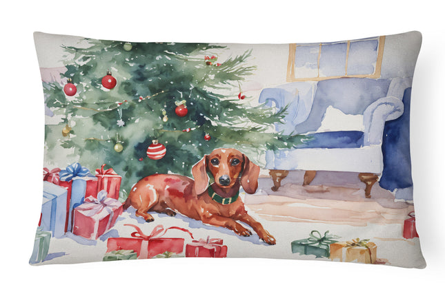 Dachshund Christmas Throw Pillow-0