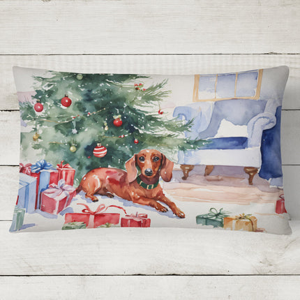 Dachshund Christmas Throw Pillow-1