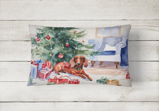 Dachshund Christmas Throw Pillow-1