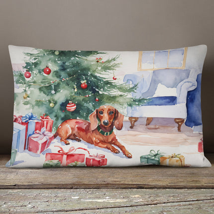 Dachshund Christmas Throw Pillow-3