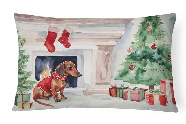 Dachshund Christmas Throw Pillow-0