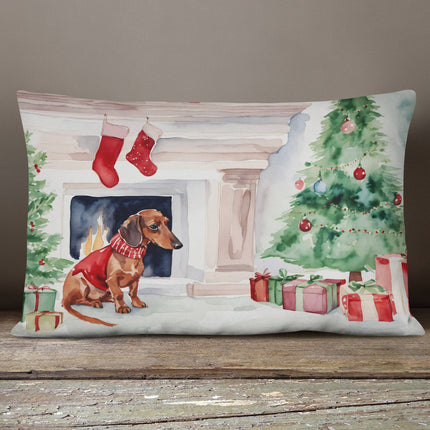 Dachshund Christmas Throw Pillow-3