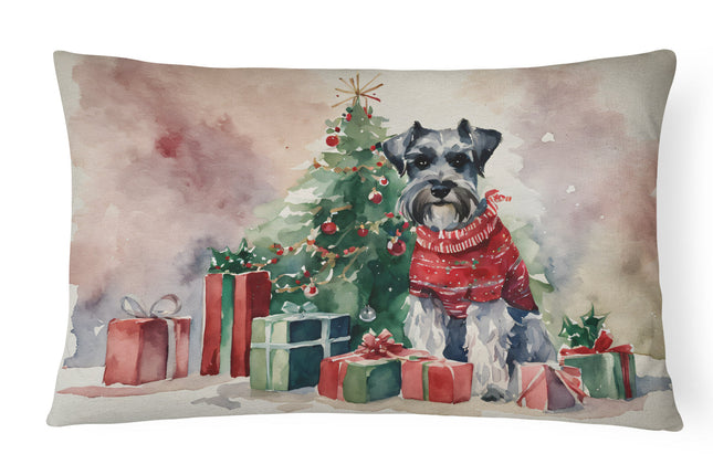 Schnauzer Christmas Throw Pillow-0