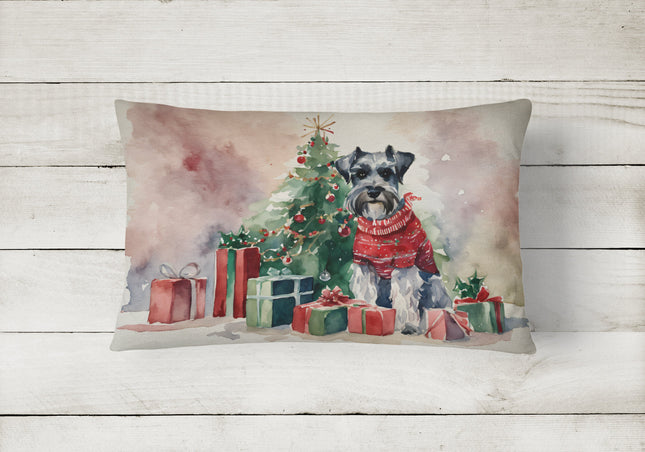 Schnauzer Christmas Throw Pillow-1