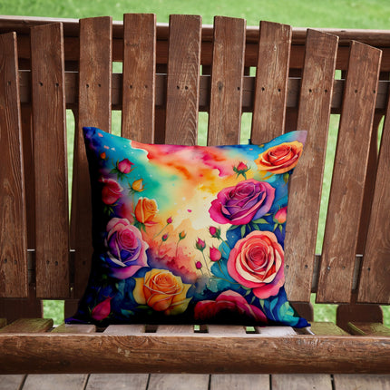 Colorful Roses Throw Pillow-1
