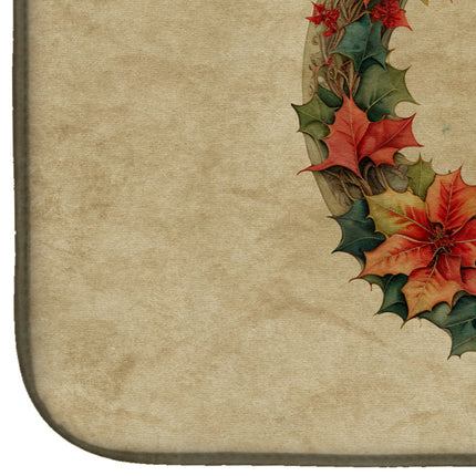 Affenpinscher Christmas Flowers Dish Drying Mat-3