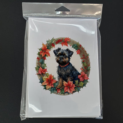 Affenpinscher Christmas Flowers Greeting Cards Pack of 8-2