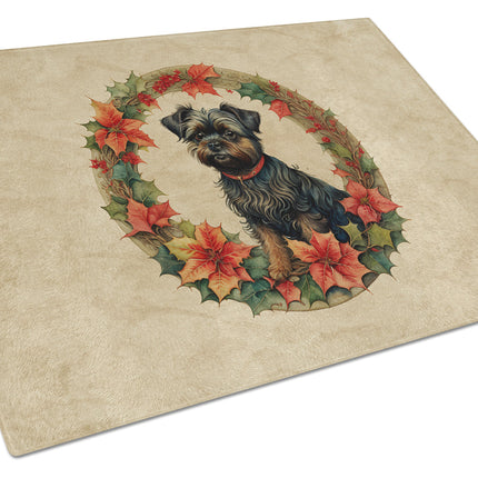 Affenpinscher Christmas Flowers Glass Cutting Board-0
