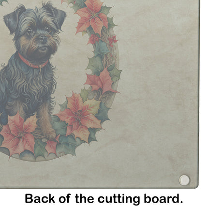 Affenpinscher Christmas Flowers Glass Cutting Board-4