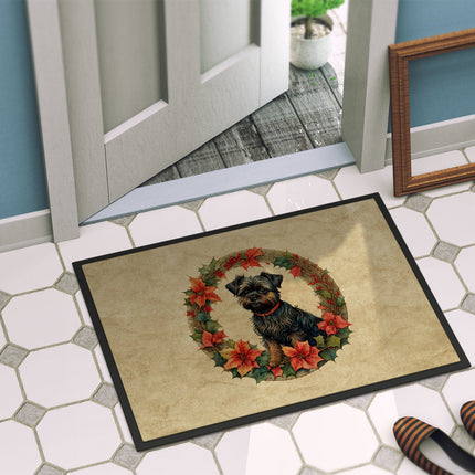 Affenpinscher Christmas Flowers Doormat-3