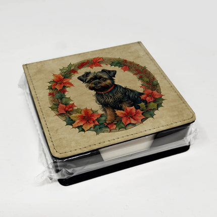 Affenpinscher Christmas Flowers PU Leather Note Paper Holder-3