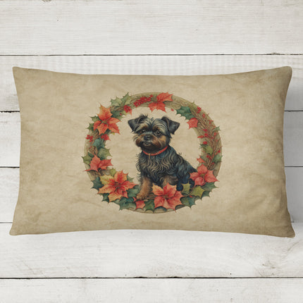 Affenpinscher Christmas Flowers Throw Pillow-1