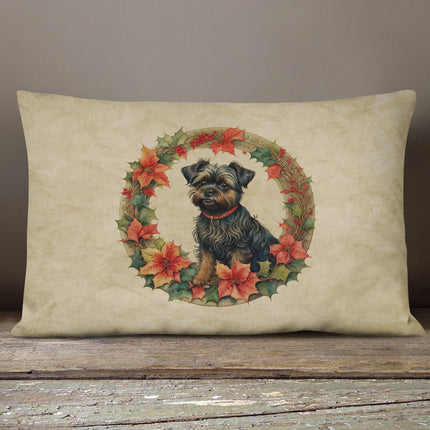 Affenpinscher Christmas Flowers Throw Pillow-3