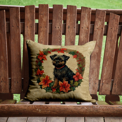 Affenpinscher Christmas Flowers Throw Pillow-1