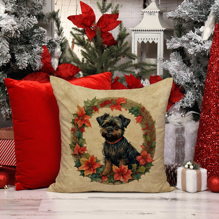 Affenpinscher Christmas Flowers Throw Pillow-4