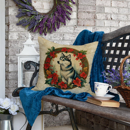 Alaskan Klee Kai Christmas Flowers Throw Pillow-3