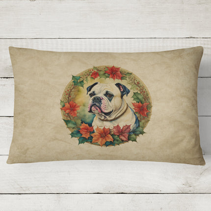American Bulldog Christmas Flowers Throw Pillow-1
